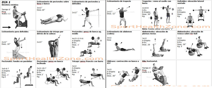 Tabla de ejercicios para ganar masa muscular hombres